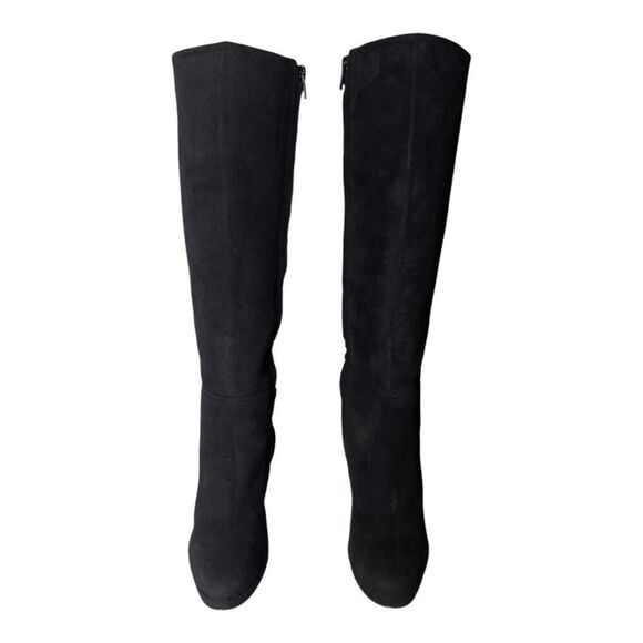 POUR LA VICTOIRE Tall Snakeskin Black Suede Heeled Boot Size 7.5 - Picture 4 of 9